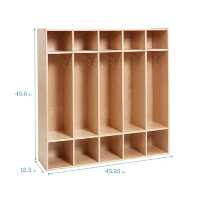 ECR4Kids Streamline 5-Section Coat Locker, Classroom Furniture, Natural 1 ECR4Kids Streamline 5-Section Coat Locker, Classroom Furniture, Natural