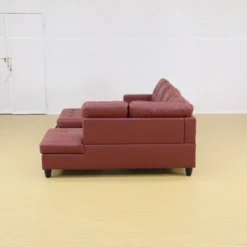 Elegant Red Semi-PU Leather Sectional Sofa - L-Shaped Design, Plush Cushions, Storage Ottoman, Modern Living Room Furniture -Baxton Studio Shop GUEST 8a847ad6 73d3 4f9d 93cb 63ab393b4bed