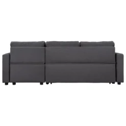 87.4"W Modern L-Shaped Sectional Sofa, Elegant Upholstered Sleeper Sofa Bed With Storage Chaise & 2 Throw Pillows, Gray - ModernLuxe -Baxton Studio Shop GUEST 8a9452f4 9c86 4cee 9f73 72d4b87bb618