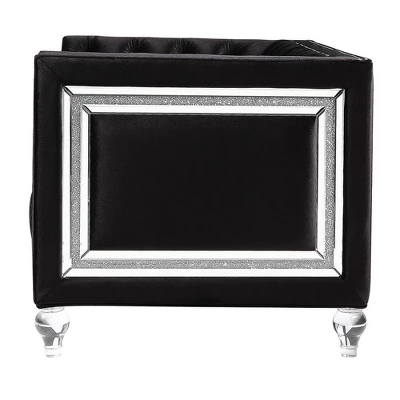 67" Heibero Sofa Black Velvet - Acme Furniture 4 67" Heibero Sofa Black Velvet - Acme Furniture - Image 4