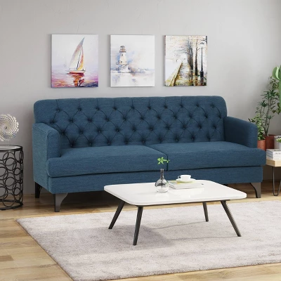 Postwick Contemporary Tufted Sofa Navy Blue - Christopher Knight Home 1 Postwick Contemporary Tufted Sofa Navy Blue - Christopher Knight Home