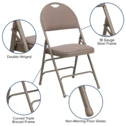 Flash Furniture 4 Pack HERCULES Series Extra Large Ultra-Premium Triple Braced Metal Folding Chair With Easy-Carry Handle -Baxton Studio Shop GUEST 8afc1737 d86f 41bf 9b1d c9db5f920d76