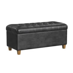 Ainsley Button Tufted Storage Bench Faux Leather - HomePop