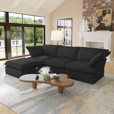 122.82" Cloud Modular Sectional Sofa,L Shaped Couch Down Filled With Chaise Ottoman,Deep Seat Couches For Living Room,Cushion Covers Removable 12 122.82" Cloud Modular Sectional Sofa,L Shaped Couch Down Filled With Chaise Ottoman,Deep Seat Couches For Living Room,Cushion Covers Removable - Image 12
