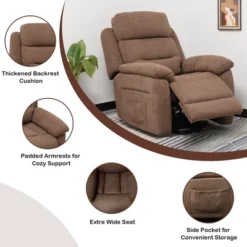 Costway Power Lift Recliner Chair Sofa For Elderly W/ Side Pocket & Remote Control GreyBrown -Baxton Studio Shop GUEST 8b662305 a37f 4437 812a 86457eb380e2