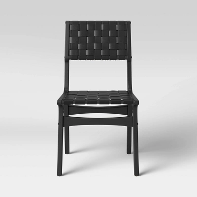 Ceylon Woven Dining Chair Black - Threshold™: Rubberwood Frame, Polyester Accents, 250lb Capacity 2 Ceylon Woven Dining Chair Black - Threshold™: Rubberwood Frame, Polyester Accents, 250lb Capacity - Image 2