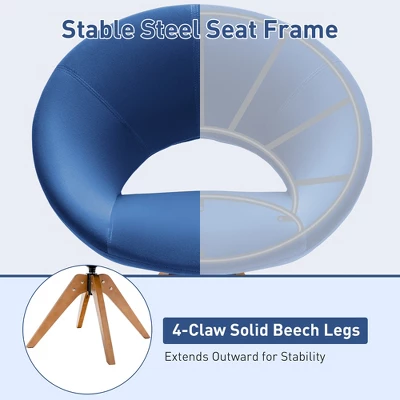 Costway Mid Century Modern Swivel Accent Chair Fabric Armchair Velvet Living Room PinkBlueGreenGrey 8 Costway Mid Century Modern Swivel Accent Chair Fabric Armchair Velvet Living Room PinkBlueGreenGrey - Image 8