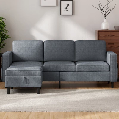 Mjkone Convertible Sectional Sofa Couch, 3-Seat L-Shaped Sofa With Storage Ottoman 16 Mjkone Convertible Sectional Sofa Couch, 3-Seat L-Shaped Sofa With Storage Ottoman - Image 16