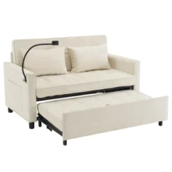 56.9"W Loveseat Sofa, Pull-Out Sleeper Sofa Bed With Adjustable Backrest, Side Pockets, Two USB Ports And A Phone Holder - ModernLuxe 23 56.9"W Loveseat Sofa, Pull-Out Sleeper Sofa Bed With Adjustable Backrest, Side Pockets, Two USB Ports And A Phone Holder - ModernLuxe -Baxton Studio Shop GUEST 8bb3a942 bed5 41cb b1d9 cb5bc6609498