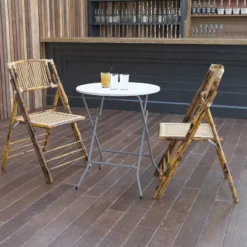 Emma And Oliver 2-Foot Round Granite White Plastic Folding Table - Banquet / Event Folding Table