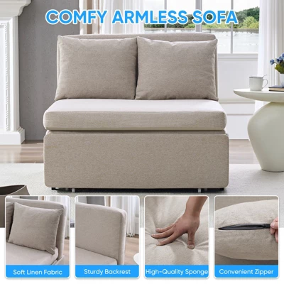 Mjkone Full/Queen Size Sofa Bed, 2 In 1 Convertible Linen Loveseat Sleeper Sofa Couch With Cushions 6 Mjkone Full/Queen Size Sofa Bed, 2 In 1 Convertible Linen Loveseat Sleeper Sofa Couch With Cushions - Image 6