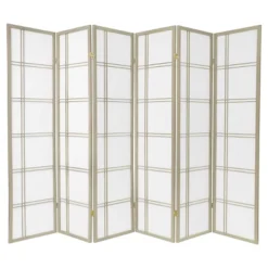 6 Ft. Tall Double Cross Shoji Screen 6 Panels - Oriental Furniture