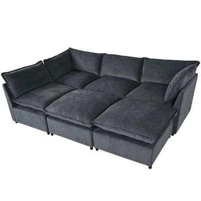 136.2"W Modern Large U-Shape Sectional Sofa, Convertible Sectional Sofa With Removable Ottomans For Living Room,Spacious Space - ModernLuxe 7 136.2"W Modern Large U-Shape Sectional Sofa, Convertible Sectional Sofa With Removable Ottomans For Living Room,Spacious Space - ModernLuxe - Image 7