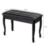 Costway PU Leather Solid Wood Piano Bench Padded Double Duet Keyboard Seat Storage Black