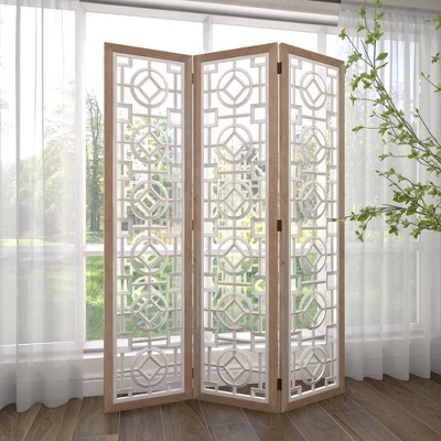Farmhouse Wood Patterned Room Divider Screen White - Olivia & May 10 Farmhouse Wood Patterned Room Divider Screen White - Olivia & May - Image 10