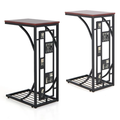 Costway 1PC2 PCS C-Shaped Side Sofa Narrow Snack Table For Living Room Bedroom Small Space 10 Costway 1PC2 PCS C-Shaped Side Sofa Narrow Snack Table For Living Room Bedroom Small Space - Image 10