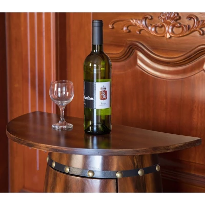 Vintiquewise Wooden Wine Barrel Console, Bar End Table Lockable Cabinet 6 Vintiquewise Wooden Wine Barrel Console, Bar End Table Lockable Cabinet - Image 6