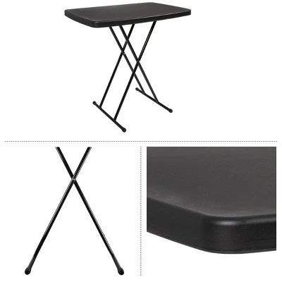 Folding Table Set - Set Of 2 Lightweight Portable Tables - Small Plastic Desk For Camping, Playing Cards, Crafting, And More By Everyday Home (Black) 2 Folding Table Set - Set Of 2 Lightweight Portable Tables - Small Plastic Desk For Camping, Playing Cards, Crafting, And More By Everyday Home (Black) - Image 2