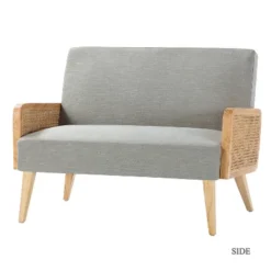 Criss Velvet Loveseat Rattan Armrest 2-Seater Tufted Back Sofa Contemporary Loveseat For Living Room | Karat Home -Baxton Studio Shop GUEST 8d01264b 2b0b 4999 8da9 a930489923df