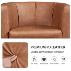 Yaheetech Faux Leather Upholstered Accent Chair Barrel Chairs Brown -Baxton Studio Shop GUEST 8d27f967 143e 44c7 abc8 9d89482fcfaa