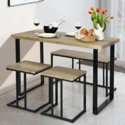 Costway 4-Piece Dining Table Set Industrial Dinette Set Kitchen Table W/Bench & 2 Stools 12 Costway 4-Piece Dining Table Set Industrial Dinette Set Kitchen Table W/Bench & 2 Stools -Baxton Studio Shop GUEST 8d2ae82c 980e 4b6f 905f da752a8c1469