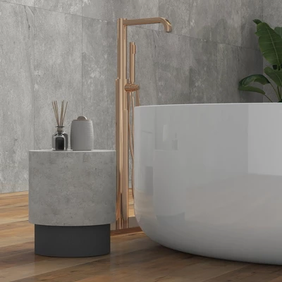 HOMCOM Concrete End Table, Round Side Table With Wood Grain Finish, Indoors And Outdoors Use, Gray 4 HOMCOM Concrete End Table, Round Side Table With Wood Grain Finish, Indoors And Outdoors Use, Gray - Image 4