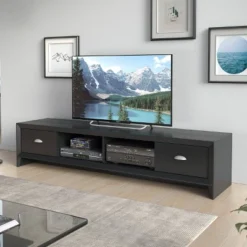 Lakewood Extra Wide TV Stand For TVs Up To 80" Black - CorLiving