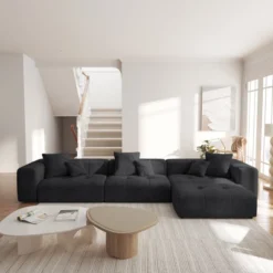 WJShome 144" Sectional Couches For Living Room, L Shaped Couch Modular Sectional Sofa, 3 Seater With Ottoman For Apartment -Baxton Studio Shop GUEST 8d5c04a7 b062 4427 811e 685fd0147517