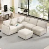 U-Shaped Sectional Sofa Couch, L-Shaped Sofa With A Movable Ottoman And Two USB Ports For Living Room - ModernLuxe