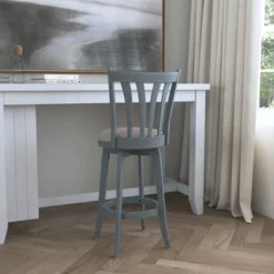 30" Savana Swivel Height Barstool Blue Wirebrush/Cream - Hillsdale Furniture