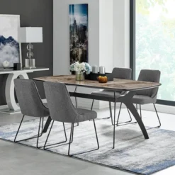 5pc Andes And Quartz Rectangular Dining Set Gray - Armen Living