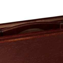 PJ Wood Lightweight Rectangle Folding TV Snack Tray Tables With Compact Storage Rack, Solid Wood Construction, Espresso, (5 Piece Set)