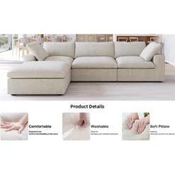 WJShome 4Piece Sectional Sofa Couch,120.45" Down Filled Cloud Modular Couch With Storage Ottoman 18 WJShome 4Piece Sectional Sofa Couch,120.45" Down Filled Cloud Modular Couch With Storage Ottoman -Baxton Studio Shop GUEST 8dabd2fe 651e 4cca 8735 d45d764450bb