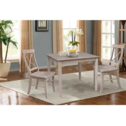 Set Of 3 36"x36" Dining Table With 2 X Back Chairs Washed Gray/Taupe - International Concepts -Baxton Studio Shop GUEST 8dae0838 585e 46f6 adb6 b39e4de3a595