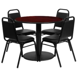 Emma And Oliver 36" Round Laminate Table Set With 4 Trapezoidal Banquet Chairs 8 Emma And Oliver 36" Round Laminate Table Set With 4 Trapezoidal Banquet Chairs -Baxton Studio Shop GUEST 8de99d63 f751 47a0 814e 14d3909ac38f