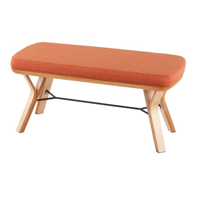 42" Folia Bench Polyester/Wood Natural/Orange - LumiSource 2 42" Folia Bench Polyester/Wood Natural/Orange - LumiSource - Image 2