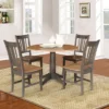 42" Round Dual Drop Leaf Dining Table With 4 Splat Back Chairs Hickory/Washed Coal - International Concepts