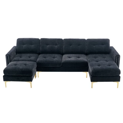 111" U-Shape Convertible Sectional Sofa Couch With Movable Ottoman-ModernLuxe 7 111" U-Shape Convertible Sectional Sofa Couch With Movable Ottoman-ModernLuxe - Image 7