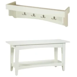 Shaker Cottage Tray Shelf Coat Hook With Bench Set - Alaterre Furniture -Baxton Studio Shop GUEST 8e113609 426f 412e b9a0 69011c85b1b2