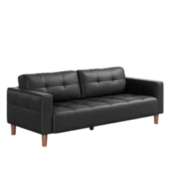 Garvee 3-Seater Sofa Couch, Modern Sofa With Deep Seats And 2 Pillows, Breathable Faux Leather Couch, Stylish Loveseat For Living Room -Baxton Studio Shop GUEST 8e18c376 6678 4031 b994 995ba68bfd2b