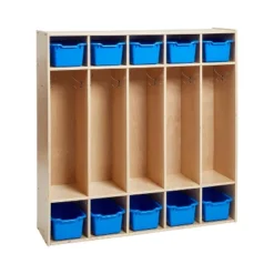 ECR4Kids Birch Streamline 5-Section School Coat Locker W 10 Bins, Storage With Hooks -Baxton Studio Shop GUEST 8e3c5b1d 1234 4704 83ff 2226579e2482