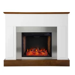 Cerkby Industrial Fireplace White/Dark Tobacco - Aiden Lane -Baxton Studio Shop GUEST 8e607687 2e33 44cc a0e5 9b89d52979a1