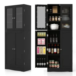 Costway Tall Storage Cabinet Kitchen Pantry Cupboard With Tempered Glass Doors & Shelves Black/White 20 Costway Tall Storage Cabinet Kitchen Pantry Cupboard With Tempered Glass Doors & Shelves Black/White -Baxton Studio Shop GUEST 8e6ae886 1580 4df3 82ff f5ffebea34d5