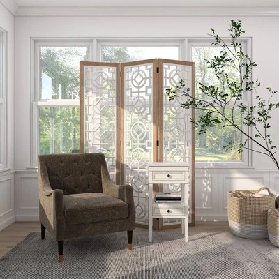 Farmhouse Wood Patterned Room Divider Screen White - Olivia & May 19 Farmhouse Wood Patterned Room Divider Screen White - Olivia & May - Image 19