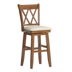 29" South Hill Double X Back Wood Swivel Height Barstool - Inspire Q 15 29" South Hill Double X Back Wood Swivel Height Barstool - Inspire Q -Baxton Studio Shop GUEST 8e995074 3102 4fe2 9a5b 5a73fbdd1a49