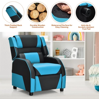 Costway Kids Youth Gaming Sofa Recliner W/Headrest & Footrest PU Leather YellowWhiteBluePink 8 Costway Kids Youth Gaming Sofa Recliner W/Headrest & Footrest PU Leather YellowWhiteBluePink - Image 8