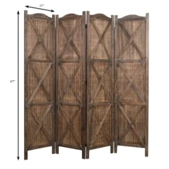 Rancho Barn 4 Panel Room Divider With Folding Screen Room Partition Paulownia Wood Brown - Proman Products -Baxton Studio Shop GUEST 8eeabcd6 bcbe 4a8e 8de8 761bac4893bd