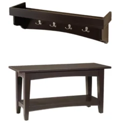 Shaker Cottage Tray Shelf Coat Hook With Bench Set - Alaterre Furniture -Baxton Studio Shop GUEST 8f61c239 4270 481b a058 04393b705f07