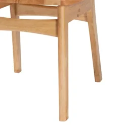 Baxton Studio 2pc Nenet Wood And Rattan Dining Chair Set Oak Brown/Light Brown: Mid-Century, Crescent Backrest, Angled Legs -Baxton Studio Shop GUEST 8f813398 eb3e 466e 8c42 7644f0629b23