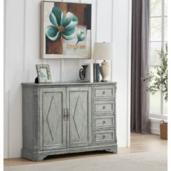Andrew 2 Door 4 Drawer Credenza Distressed Blue - Treasure Trove Accents -Baxton Studio Shop GUEST 8f997dab 4599 4a8f a50a 1ca3d8940de3